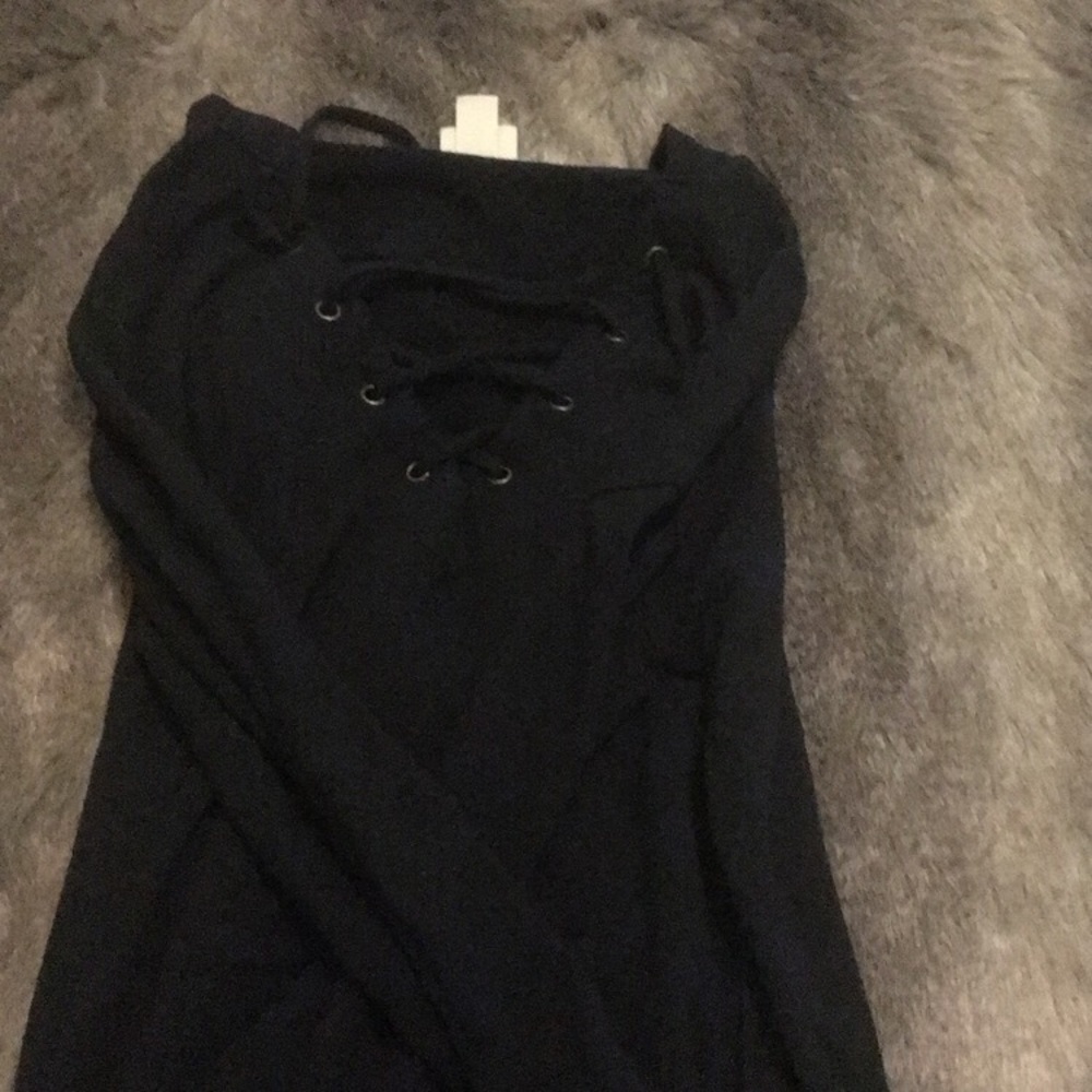 black lace up cute hoodie